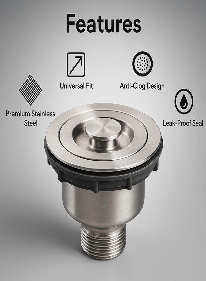 Prem's 4-Inch Stainless Steel Sink Waste Coupling with Under Basket | 304 Grade Kitchen Drain Jali for Basin Outlet | Rust-Proof | Plastic Threade Tightening Made in India - Image 5